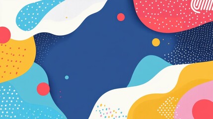 Fototapeta premium A vibrant curved backdrop in blue, merging flat illustrations with textured details for a fresh, modern look.