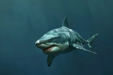 Naklejka premium Majestic Shark Swimming in Clear Waters. Aquatic Life concept