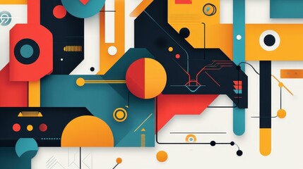 Obraz premium Explore sleek flat design in modern tech textures for a vibrant and innovative digital atmosphere that inspires creativity.