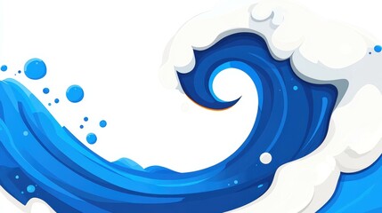 Vibrant blue waves create a playful backdrop, perfect for fresh ideas and engaging presentations in a flat style.