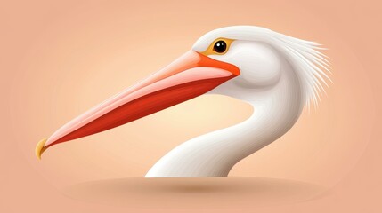 Fototapeta premium Discover a modern flat illustration featuring a Great White Pelican, showcasing its unique textures and playful charm.