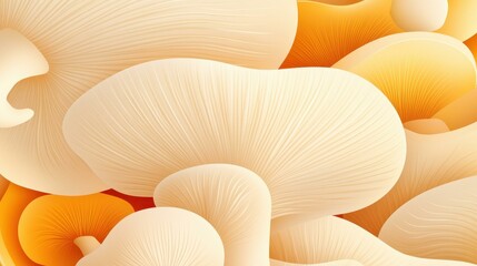 Playful cartoonstyle flat illustration showcasing white mushroom gills with fun textures and vibrant colors.