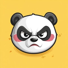 An angry panda sticker with a cute expression against a bright yellow background, capturing a moment of frustration in a playful style