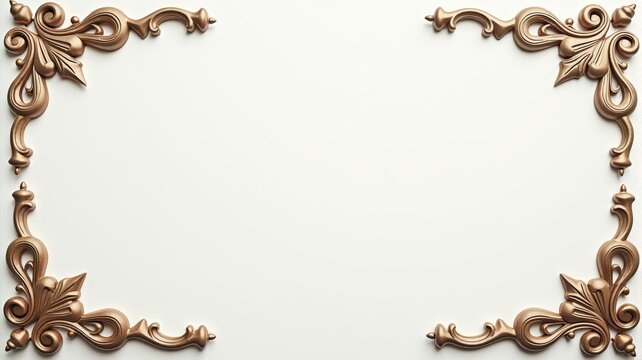 Ornate Decorative Gold Frame Illustration for Invitations and Certificates with Blank Space for Text