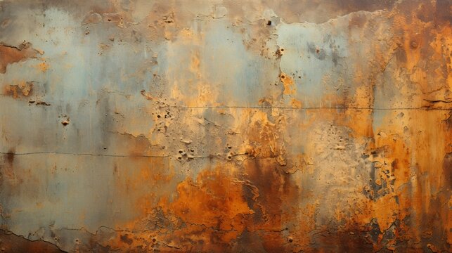 Detailed shot of rusty metal surface with corrosion and patina