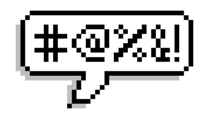 Pixel art 8-bit Heart speech bubble. black clip art. pixel art punctuation alphabet sign.