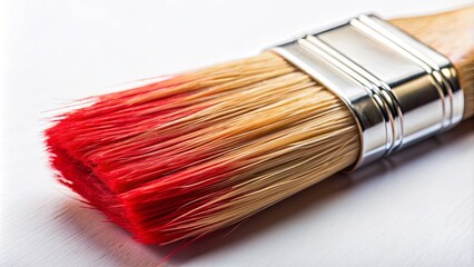 Fototapeta premium Close up of round paint brush with vibrant red tip