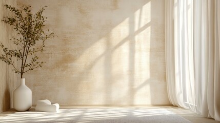 Paper wallpaper on the walls of beige house with a scratch pattern. Abstract background, pastel cream colored vintage carpet, soft wrinkled pattern with golden faded lines on luxury bedroom, ai