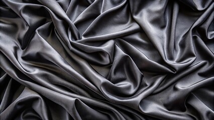 Fototapeta premium Top view of soft black fabric folds creating elegant texture