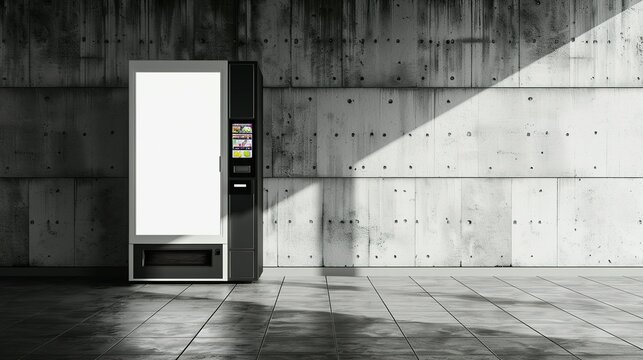 Modern Vending Machine Against Concrete Wall