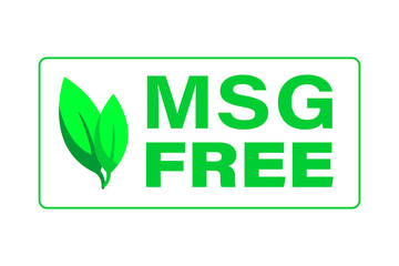 eco friendly sign, green labels with MSG Free text and a leaf symbol. PNG BACKGROUND