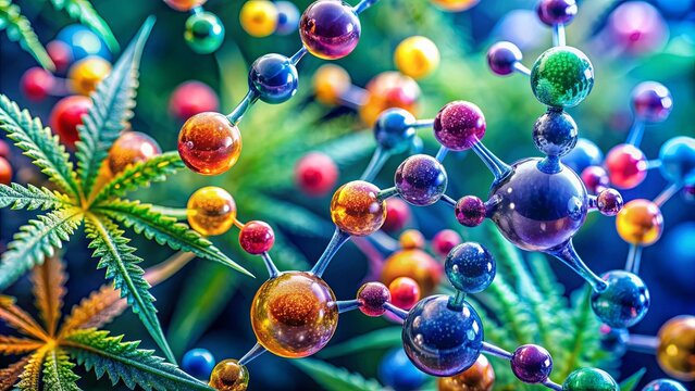 Close-up of colorful terpenes molecules in plants