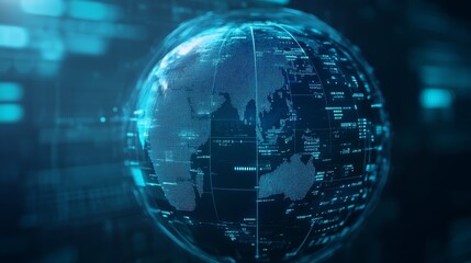 Fototapeta premium Futuristic Digital Globe with Data Visualization and World Map