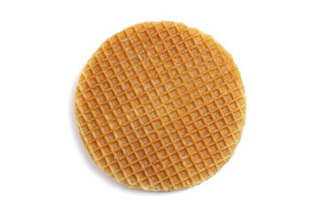 Caramel Filled Stroopwafel Cookies Isolated on a White Background