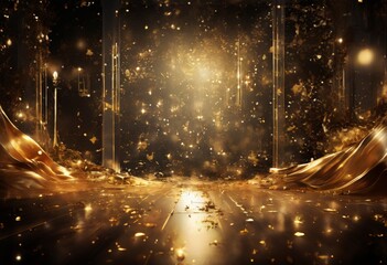 dark room with gold explosion