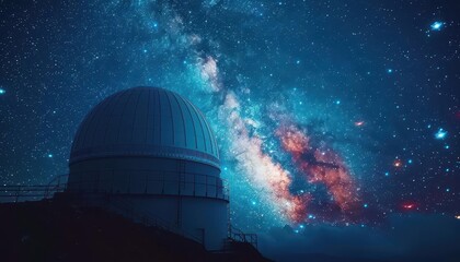 Obraz premium Astronomical observatory with stars, Futuristic, Dark, Digital, Highlighting celestial observation