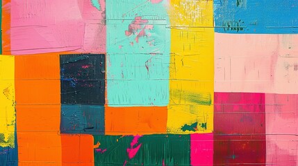 Abstract Colorful Acrylic Painting with Textured Strokes