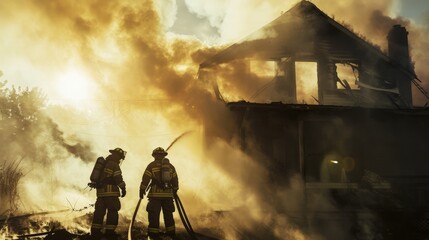 Smoke from a house fire requires quick action from firefighters to save lives.