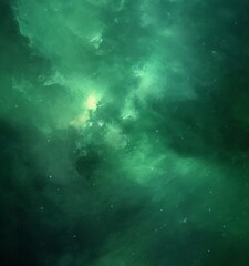 Fototapeta premium green nebula space background with stars and nebulas