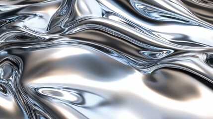 Whimsical Liquid Metal: A Flowing Backdrop of Shiny, Reflective Surfaces