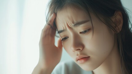 Naklejka premium Woman in Crisis, Expressing Doubt or Worry