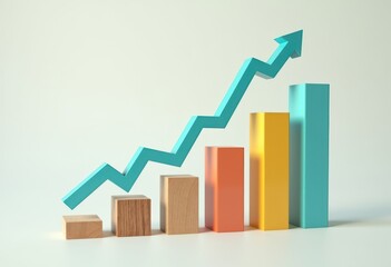 A colorful bar graph representing growth and progress, perfect for illustrating success in business, finance, or marketing.