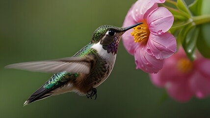 Hummingbird Sipping Nectar from a Flower