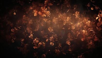 dark background with leaves and light