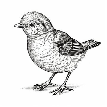 recommend clip art: Detailed Black and White Bird Illustration Perfect for Nature-Themed Designs and Ornithology Projects