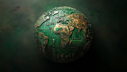Digital Earth: A 3D Rendering of the World as a Circuit Board
