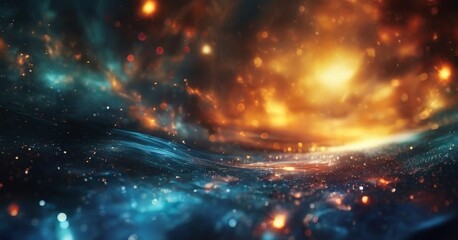 Fototapeta premium dark blue and orange background with lot light