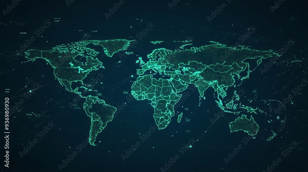 Poster a global network of connected dots and lines