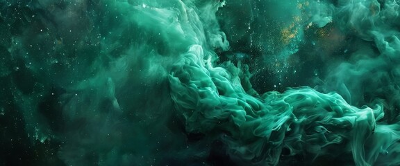 Fototapeta premium green smoke cloud in the dark