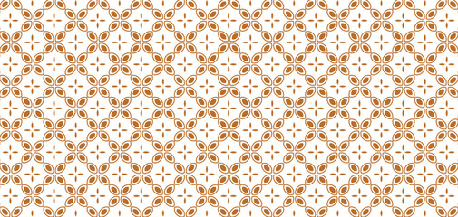 Golden vector floral seamless pattern. Abstract luxury geometric ornamental texture with small flower silhouettes. Gold and white simple ornament in oriental style.