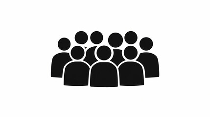 Black and white abstract vector illustration of a group of people, symbolizing teamwork and communication in business