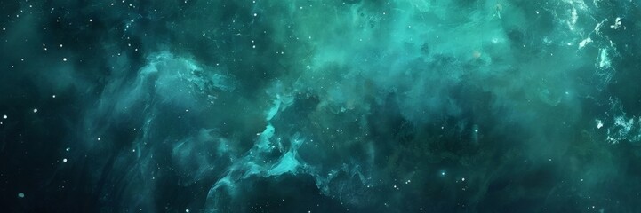 dark green nebula space background with stars