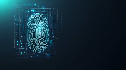 Digital Fingerprint Scan with Glowing Lines and Dots