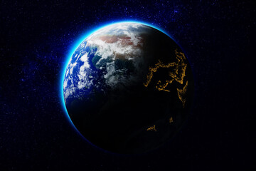 Day and night on planet Earth in space. Image elements furnished by NASA
