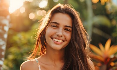 Fototapeta premium young woman showing smile. 