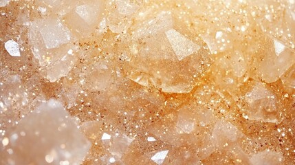 Awe beautiful white twinkly hot ocher color giltter copyspace area for text on merry xmas card fond. Vibrant dreamy gala flash spot art vintage diamond crystallize paper wall. Close-up detail view, ai