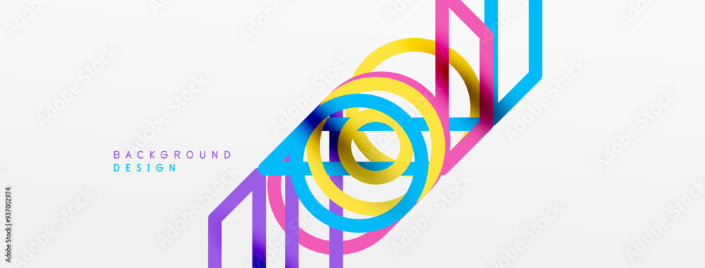 Poster abstract background - colorful circle lines technology or business digital template