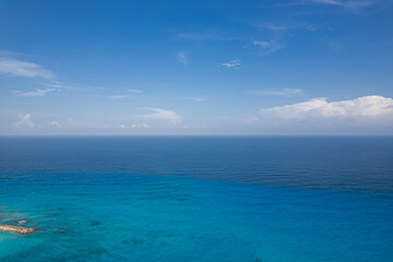 Sunset Horizon Over the Mexican Caribbean Sea Captured by Drone