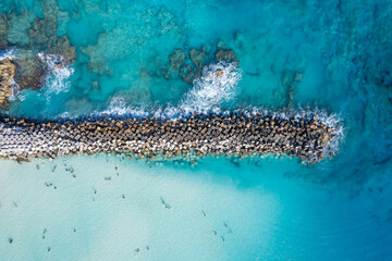 Geometric Breakwater in Crystal Clear Waters at Playa Gaviota, Cancun