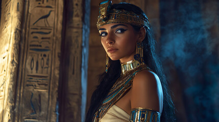 Mystical Egyptian Goddess Woman Portrait Historical Temple Ancient Times