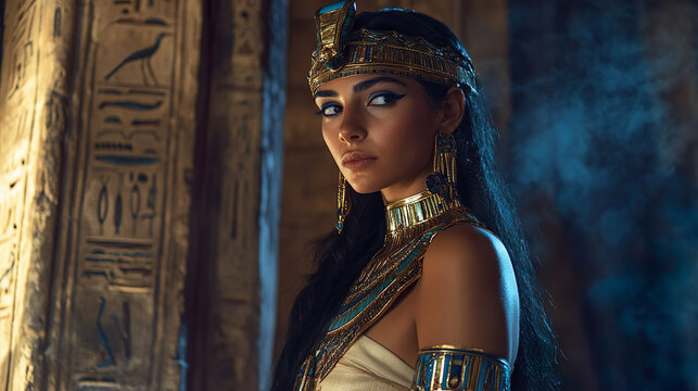 Mystical Egyptian Goddess Woman Portrait Historical Temple Ancient Times