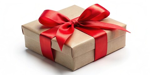 Obraz premium Festive gift box with a red ribbon and bow, perfect for holidays and special occasions