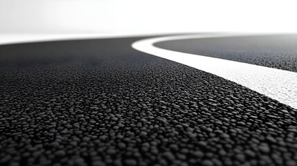 Asphalt Road with White Line.
