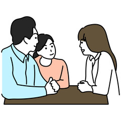Fototapeta premium カウンセリングを受ける夫婦のイラスト