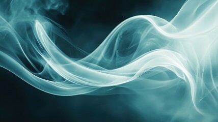 Fototapeta premium A beautiful abstract swirl of delicate turquoise smoke, creating an ethereal and tranquil atmosphere for various design uses.
