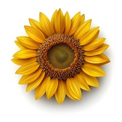 Fototapeta premium Yellow Sunflower Isolated on White Background.